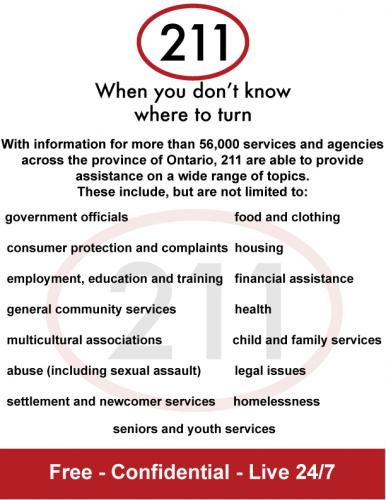 UnitedWayLG's tweet photo. 211 can help connect you with so many services. Free, confidential, and available 24/7 in 150 languages. @211EasternON  #211tuesday https://t.co/VhXz7dDfpE