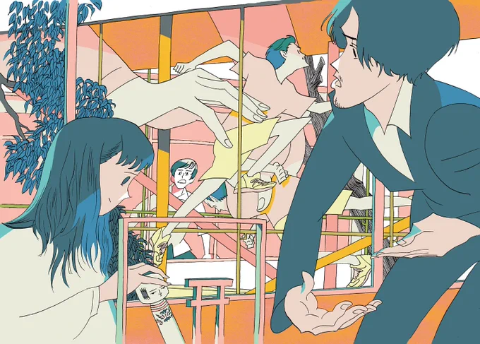 ロロ×高校演劇 いつ高シリーズvol.3『すれちがう、渡り廊下の距離って』メインビジュアルを描かせていただきました。 https://t.co/9KkXDMUnwk 