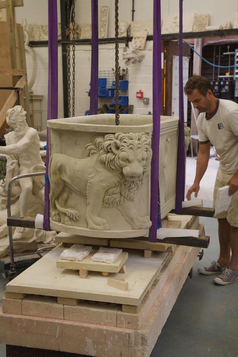 Sarcophagus ready for the kiln #sculpture #gardenornaments #madeinbritain #garden #lionsculpture