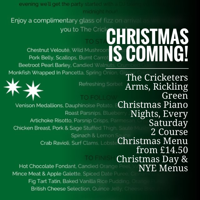 CozyPubs's tweet photo. https://t.co/urpgiu1XAy  #christmas, #thecricketersrickling https://t.co/tWFhbhmMwU