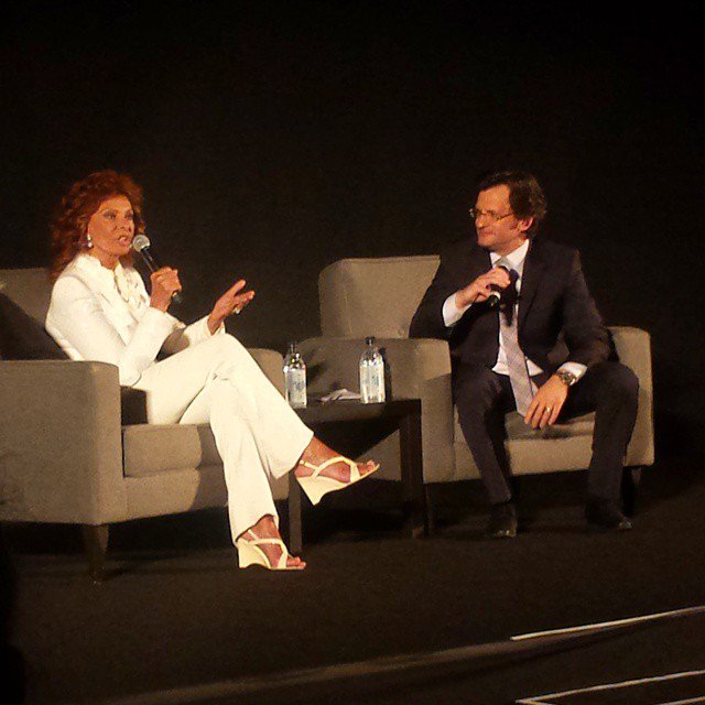 HollywoodComet's tweet photo. Happy birthday to Sophia Loren! Here with @BenMank77 before Marriage Italian Style (1964) at #TCMFF15 https://t.co/iK0isYR8Dj