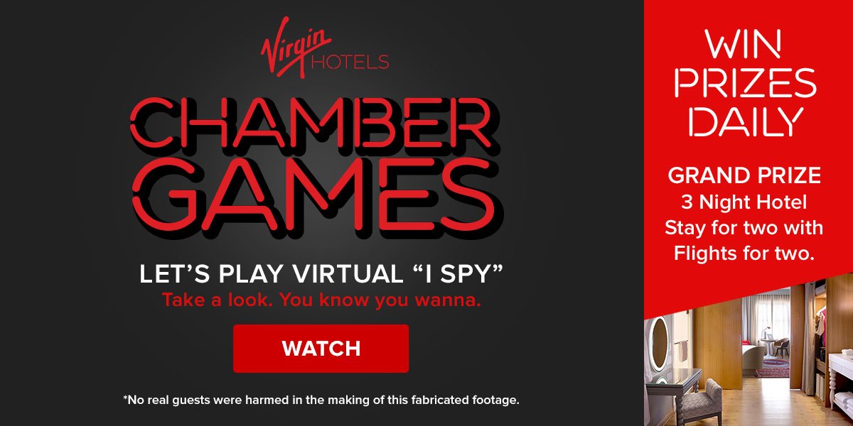 virginhotels's tweet photo. Watch our artificially authentic Chamber video feed to win 🎁 https://t.co/Q7sA6843dZ #VHChamberGames #sweepstakes https://t.co/VDdfEFUQ69