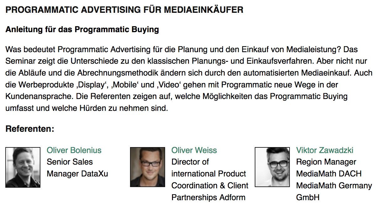 ADZINESCHOOL's tweet photo. Seminar Programmatic Advertisting für Mediaeinkäufer  – bis Donnerstag Abend 20% Nachlass sichern. https://t.co/W7XQSXxIx9