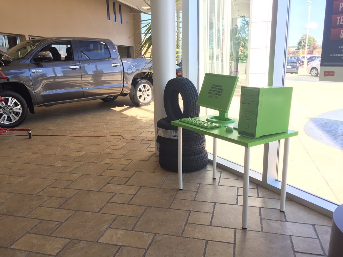 urbanicityHAM's tweet photo. Another day, and #greenbyte computer location to thank: way to go @toyotaancaster! Thanks for supporting @GreenBYTE_SLSH! https://t.co/g9jjVWXPgt