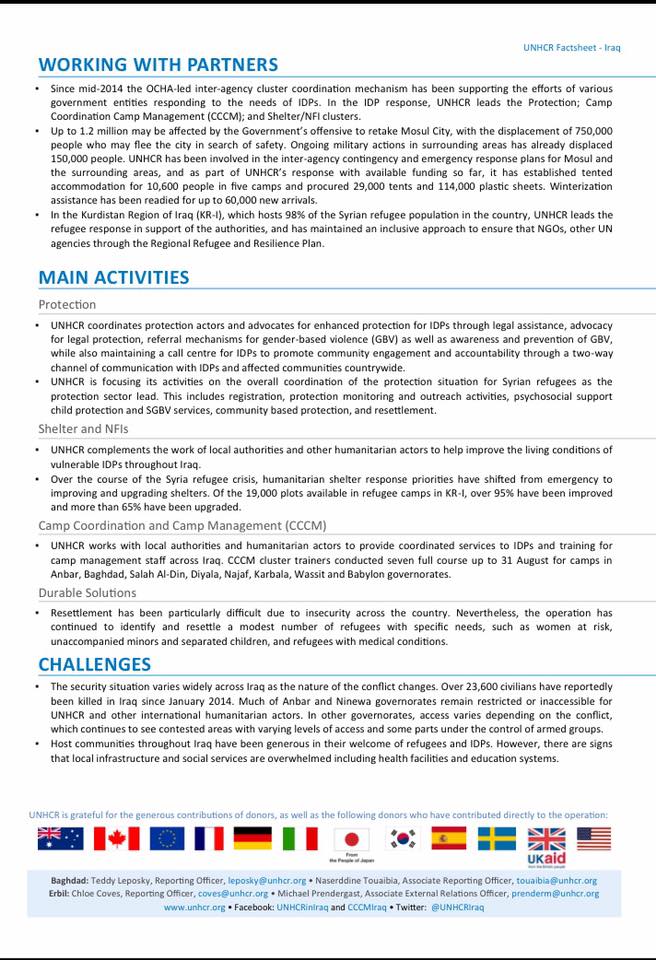 #UNHCR Latest UNHCR Fact Sheet covers September 2016