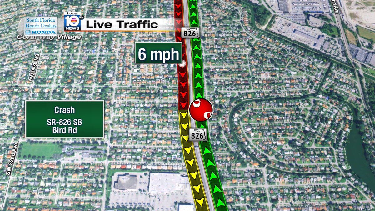 Crash on SR-826 SB at Bird Rd #traffic https://t.co/X9p87lwouw