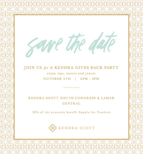 Who wants to shop for a Great Cause!?!? <a href="/KendraScott/">kendrascott</a> is hosting a Party on October 4! <a href="/nicolekConley/">Nicole Conley</a> #AISDProud