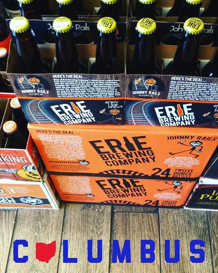 ErieBrewingCo's tweet photo. It's a Johnny Rails kind of Tuesday! Stock up at @savorgrowl in Columbus, Ohio! #eriebrewingco #columbus #johnnyrails #pumpkin #ohio 🎃🍺🍂🍁 https://t.co/JT5NLHeoTL