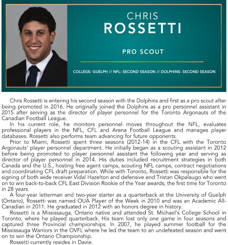 Big congrats to my bro <a href="/ChrisRossetti9/">Chris Rossetti</a>, who has been promoted to Pro Scout with the <a href="/MiamiDolphins/">Miami Dolphins</a>. Kid is on the up and up! #Finsup