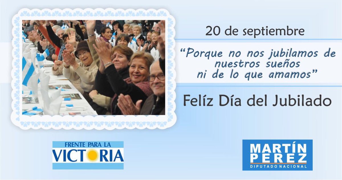 MartinPerezTDF's tweet photo. "Porque no nos jubilamos de nuestros sueños ni de lo que amamos" #FelizDíaDelJubilado https://t.co/TgTz30hwBf