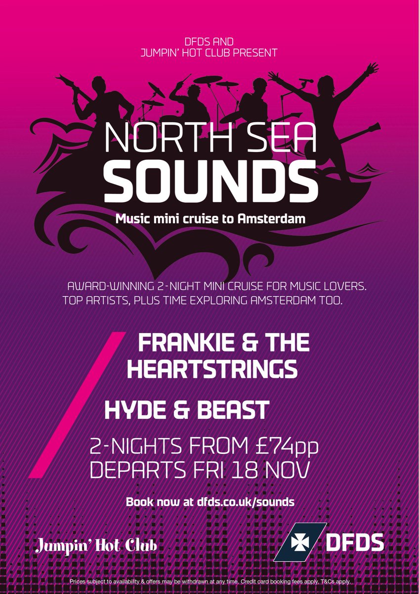 2 night mini cruise to Amsterdam. Us,Frankie &amp; Heartstrings,Loads more acts. Time to explore Dfds.co.uk/sounds