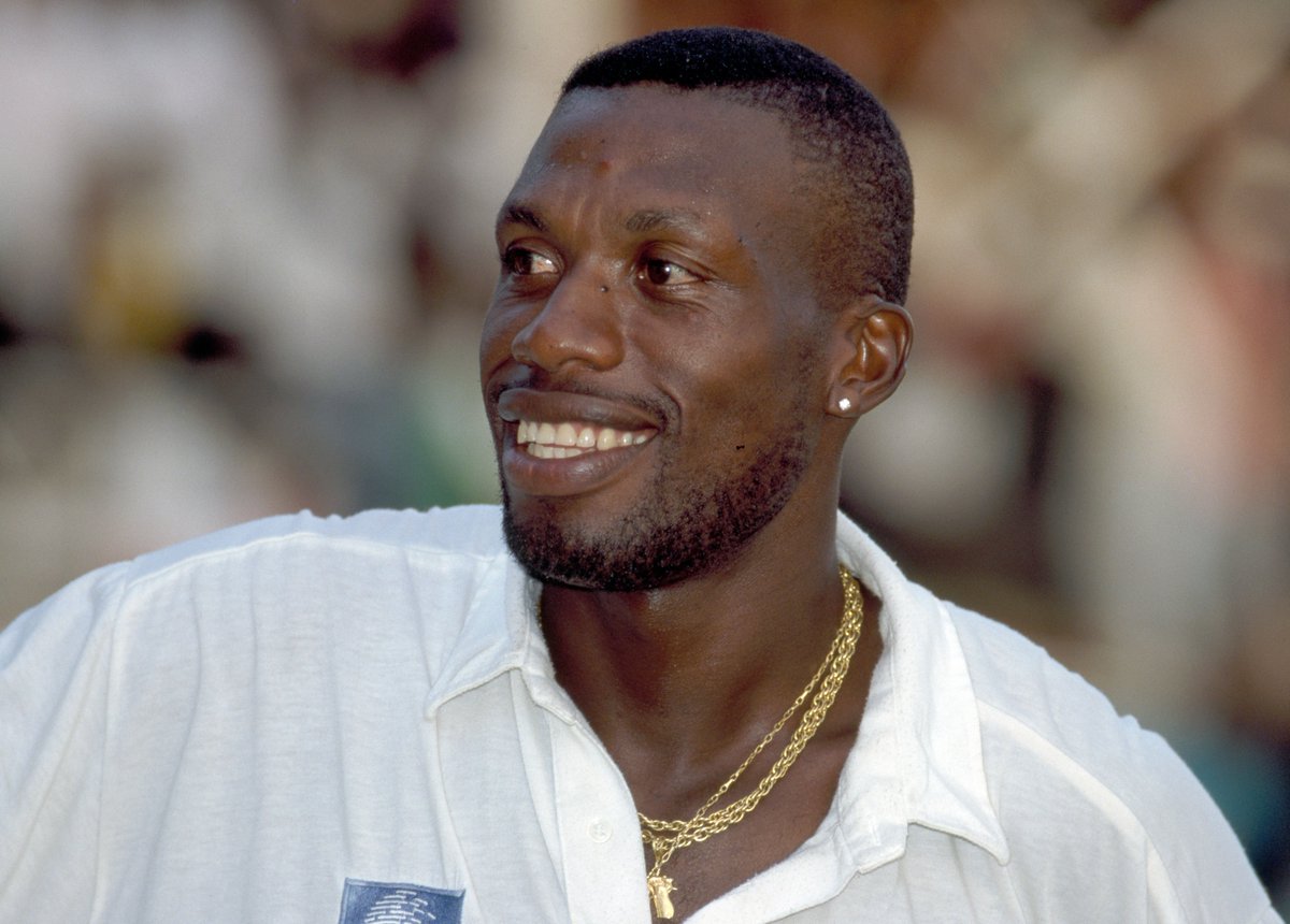 ICC's tweet photo. One of the most devastating ever fast bowlers, he took 405 Test wickets at an average of just 20.99. Happy Birthday to Sir Curtly Ambrose! https://t.co/Ft5IPvRv7b