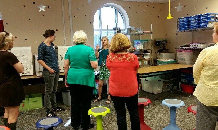 GISLibrarians's tweet photo. #GISLibrarians exploring the Woodward makerspace. https://t.co/FeIQTgYxNJ