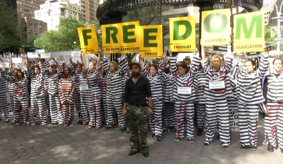 A demonstration of what is going  on in Iran prisons in NY rally  #UNGA #No2Rouhani
#FreeIran  #1988Massacre 
#News #Reuters #AFP #CNN