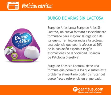 Nuevo <a href="/burgodearias/">Burgo de Arias</a> sin Lactosa; todo el sabor del queso fresco apto para intolerantes a la lactosa goo.gl/aXZKxH <a href="/Revista_Gondola/">Revista Góndola</a>