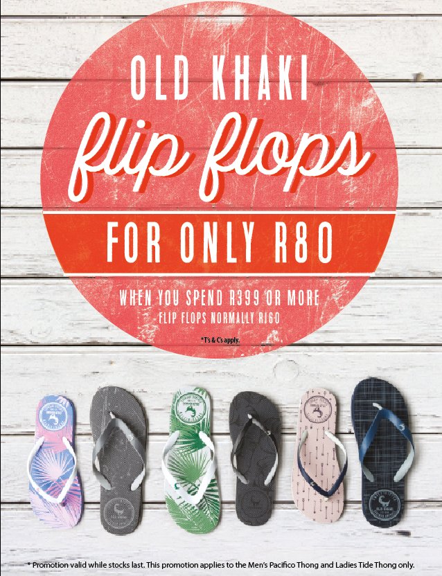 old khaki flip flops