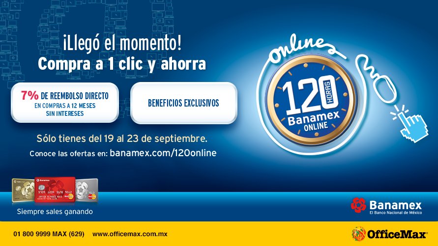 OfficeMax_mx's tweet image. Disfruta de 120 horas para comprar en línea a 12 MSI. ¡Llegó el momento! Tienes del 19 al 23 de septiembre.