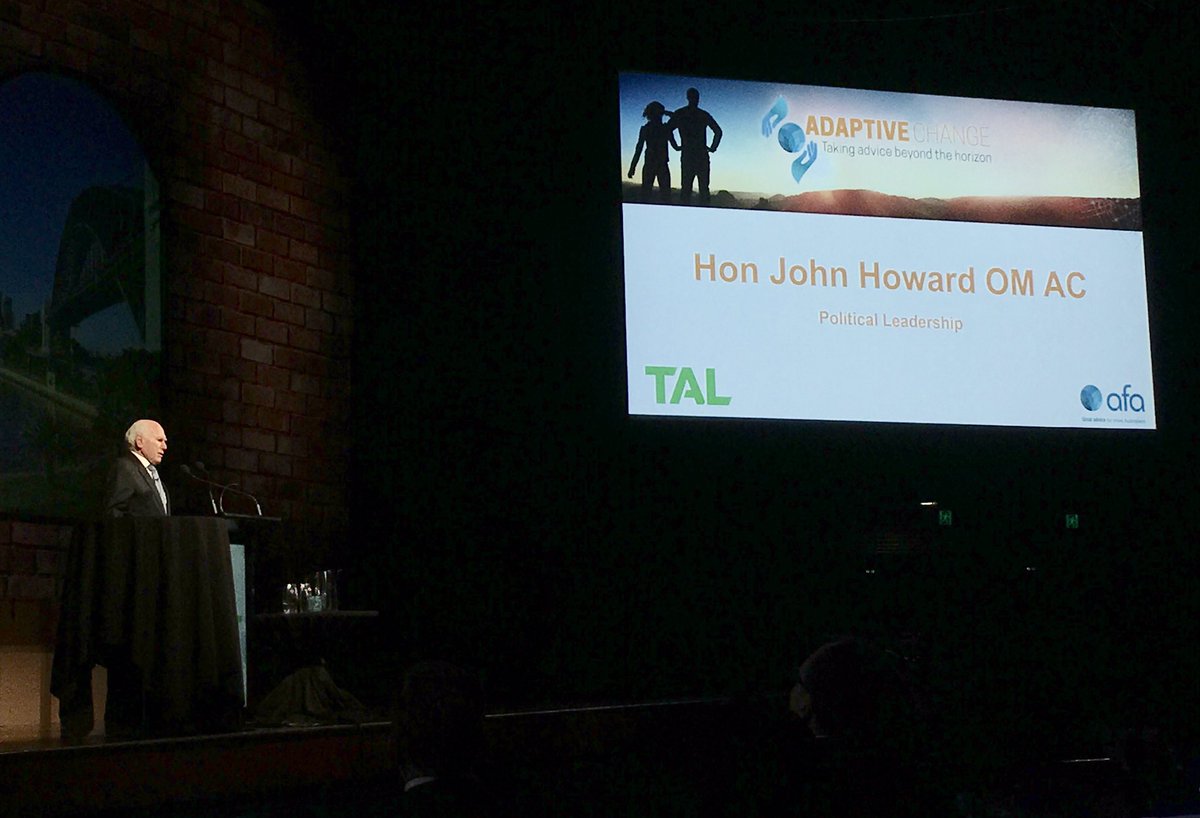 Hon John Howard kicking off the #AFAau annual conference in his characteristic style #awesomeeyebrows @AFA_Voice
