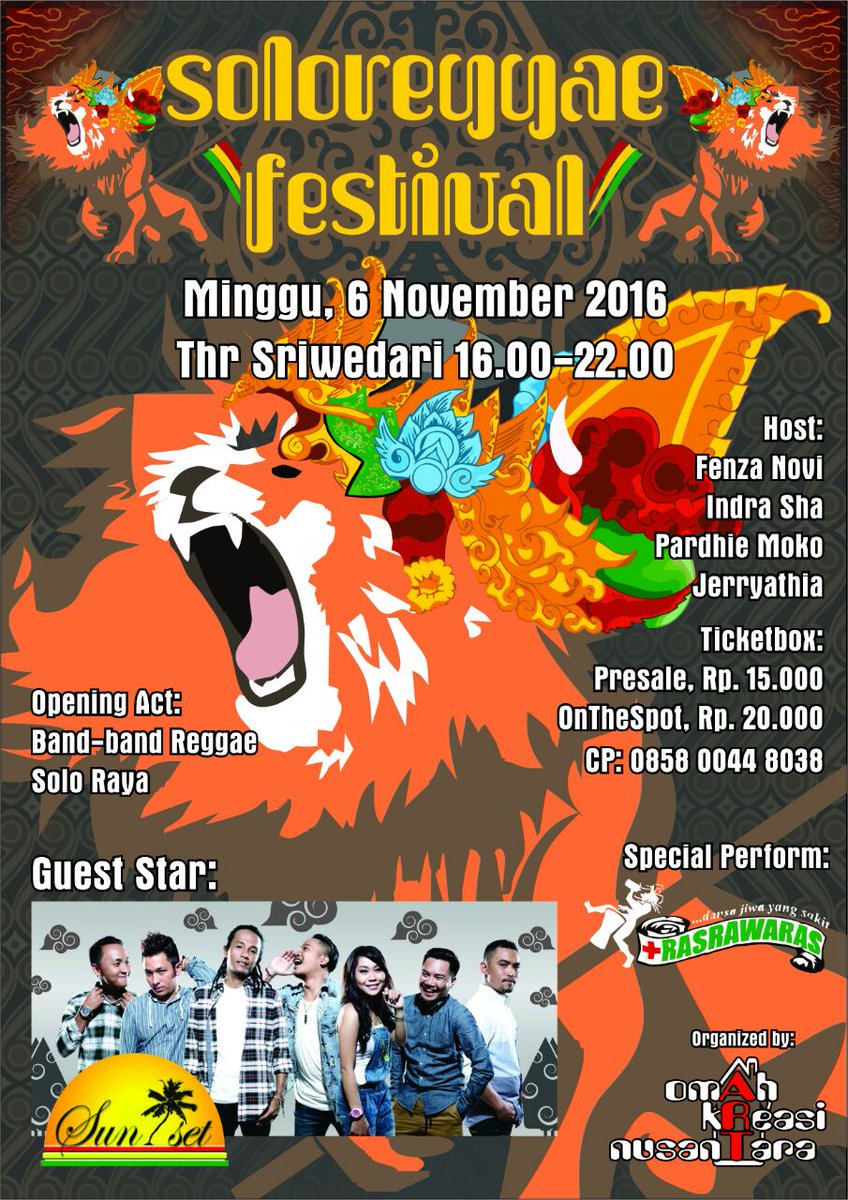 SUNSET_JAKARTA's tweet photo. Merapat yuk komunitas reggae solo dan sekitarnya juga @Kaumsunsetsolo  #soloreggaefestival #kaumsunset https://t.co/qVe166L0Io