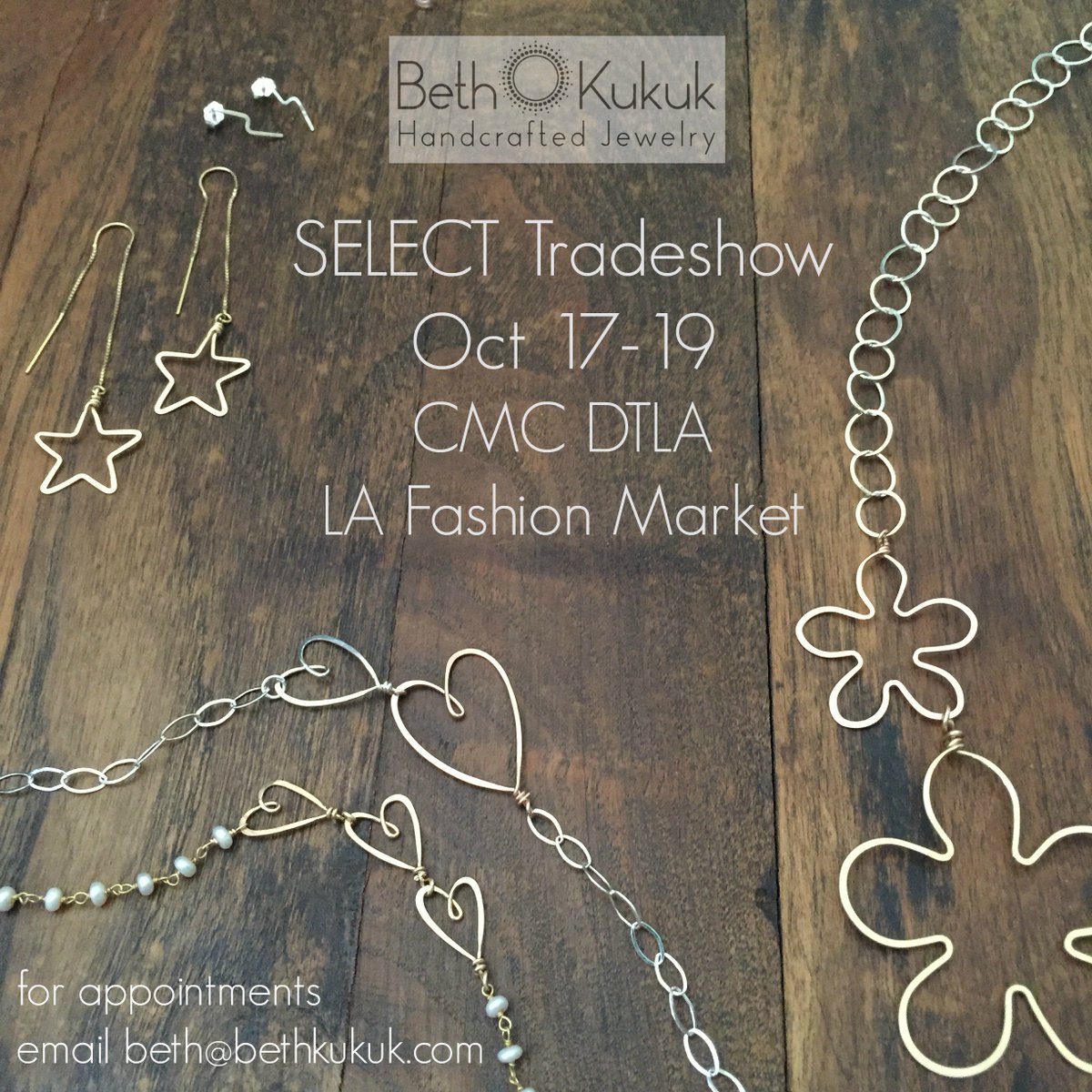 beth_jewelry's tweet photo. just got my booth number for the Select Trade Show this month.  #204 Anyone else coming to LA Fashion Week? #selecttradeshow https://t.co/sjGxAPEFr8