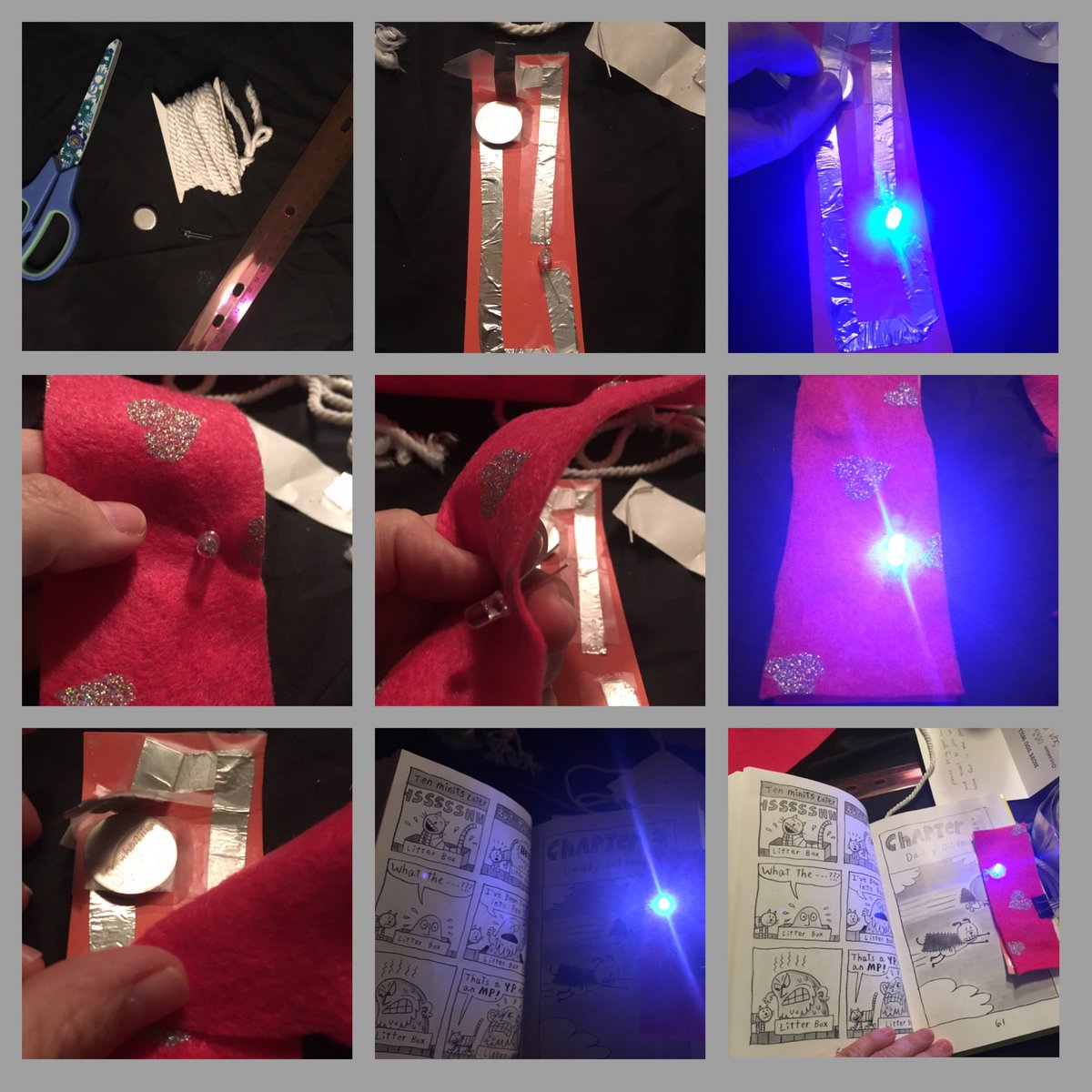 Can't believe I actually got it to work!! #papercircuit #bookmark #makered #peel21st I see a bright future for @hillsidehornet Ss! #peel21st