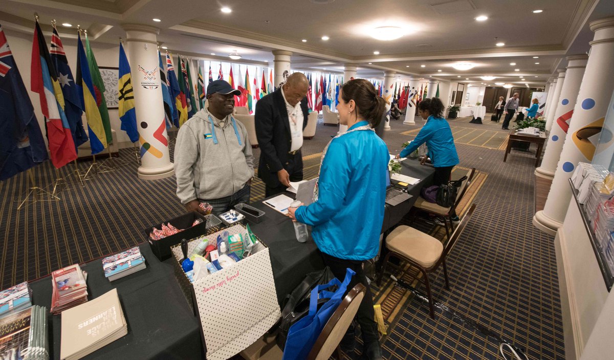 thecgf's tweet photo. CGF members and guests arrive in @CityofEdmonton for this week's #CGFAssembly. Read about the week's programme at: https://t.co/zAgSisRxa1 https://t.co/iqYPcFcX7Q