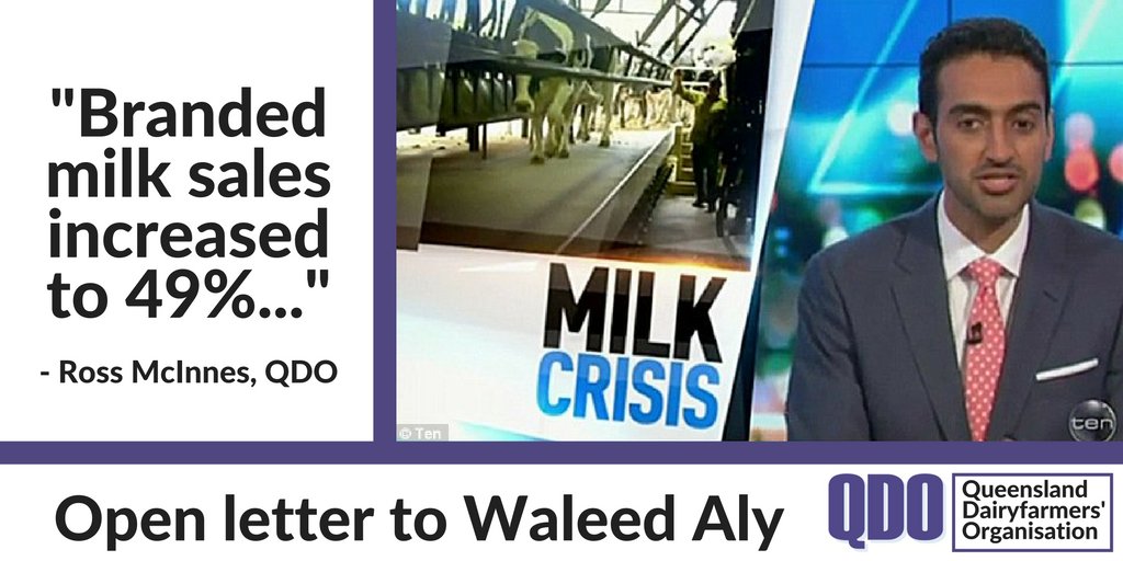 eastAUSmilk's tweet photo. See QDO's open letter to Waleed Aly from Ch10's @theprojecttv https://t.co/vAT48sei0c #agchatoz #ibuybranded #dairylove #milkeddry #ausag https://t.co/ri2kID9Sjz