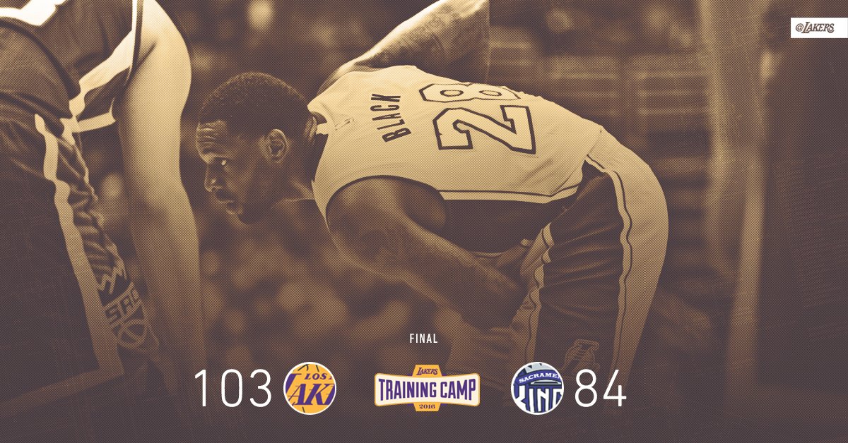 Lakers's tweet photo. #LakersWin the preseason opener thanks to a 39-15 fourth quarter! https://t.co/tHnvzVAhfB
