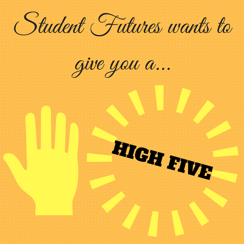 Student_Futures's tweet photo. Student Futures wants to give you a high-five for getting this far! #feduni https://t.co/h7oITCVSYG