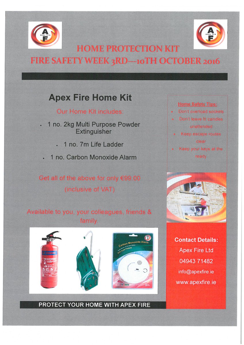 ApexFireLtd's tweet image. #NationalFireSafetyWeek2016 #HomeProtectionKit
