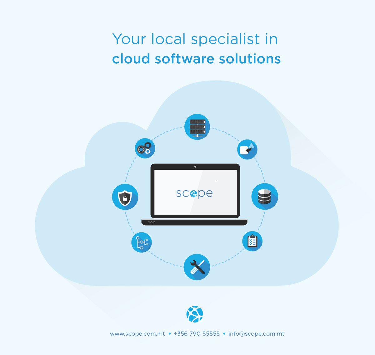 ScopeMalta's tweet photo. SCOPE is an organisation offering innovative cloud-based solutions. #cloudsolutions #cloudspecialists #scope #local #Malta https://t.co/Tn0Tu9SYq9