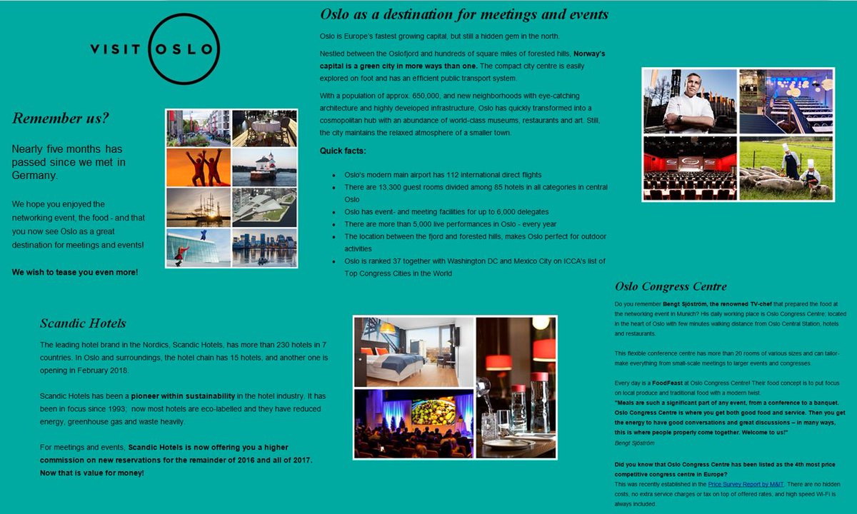 Calling out to our friends in Munich and Cologne! Why not organize your next event in Oslo? 
#eventprofs #meetingprofs #MeetInNorway
