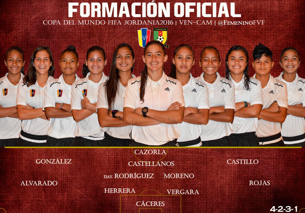 FemeninoFVF's tweet photo. #OFICIAL | Esta será la alineación de la #VinotintoSub17 frente a #Camerún. https://t.co/hGNa1UxSZU