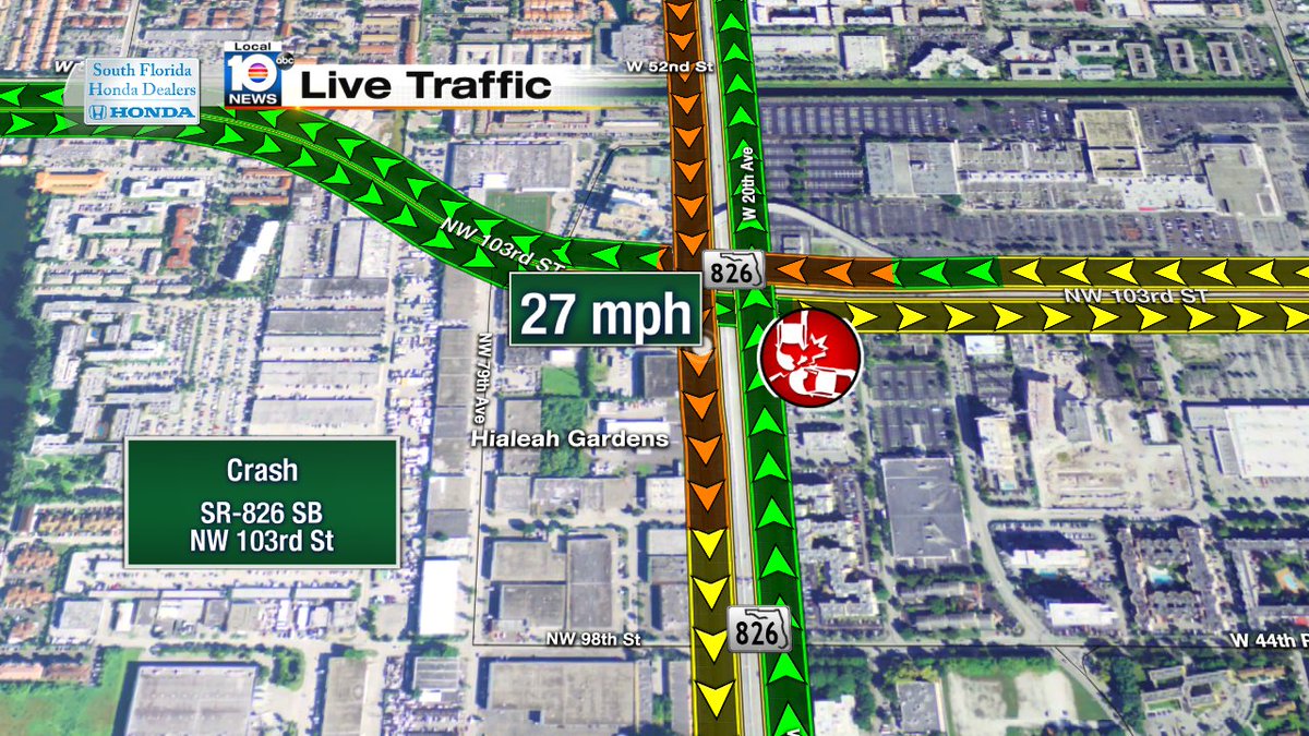 Crash on SR-826 SB at NW 103rd St #traffic https://t.co/ZILUo32FUH