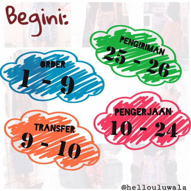 Setelah PO, kamu udah bisa mulai pembayarannya di tanggal 9-10. Lalu pengerjaan akan dilakukan dari tanggal 10-24