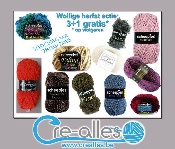 crealles's tweet photo. Tijd voor een nieuwe actie: op alle wolletjes! 3+1 gratis #promo #webshop #haken #breien #knitting #crochet crealles.be https://t.co/ReHdr1s2JO