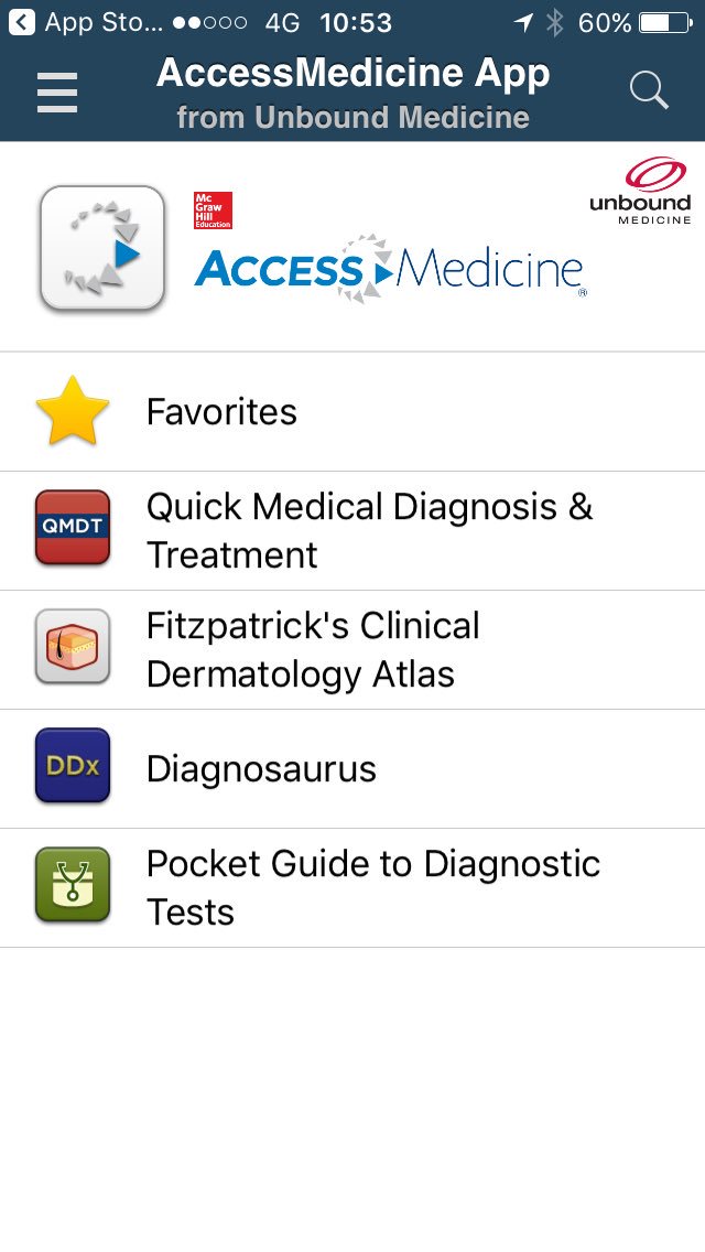 The #accessmedicine app has 4 quick reference clinical tools #pointofcaretool  #yam unboundmedicine.com/accessmedicine