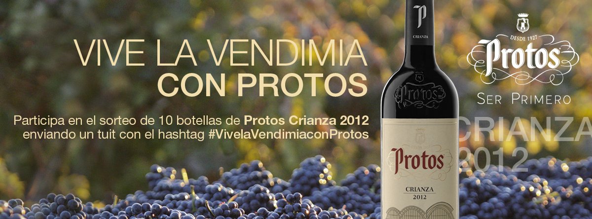 Bodegas_Protos's tweet photo. Participa en nuestro sorteo enviado un tuit con #VivelaVendimiaconProtos Puedes conseguir una botella de Protos Crianza 2012 ¡Suerte! https://t.co/HZx1DLXDRd
