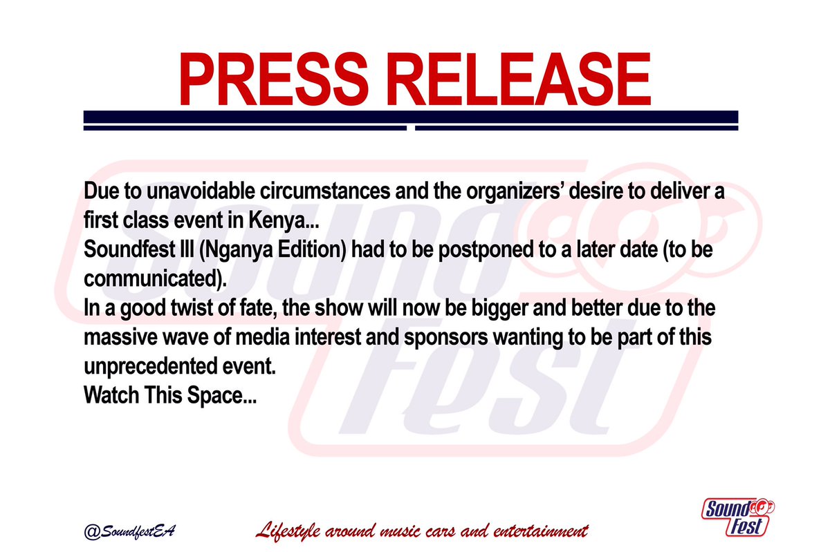 MticketsEvents_'s tweet photo. SOUNDFEST III #NganyaEdition Press Release  @SoundFest_ea https://t.co/zckmeRLPHQ