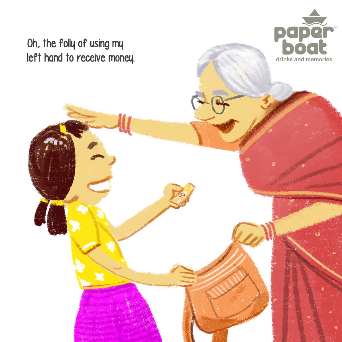 Being left-handed also meant being corrected by Nani every time I  instinctively took money with the 