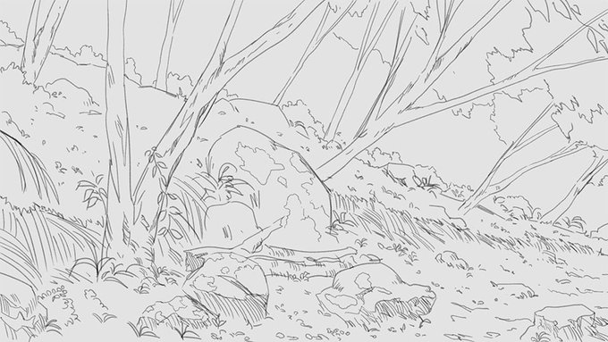 #yurijam progress! Zetsubou wrote 3/5 scenes and I did more BG layouts! My project is pretty short but will hopefully have a lot of art! 