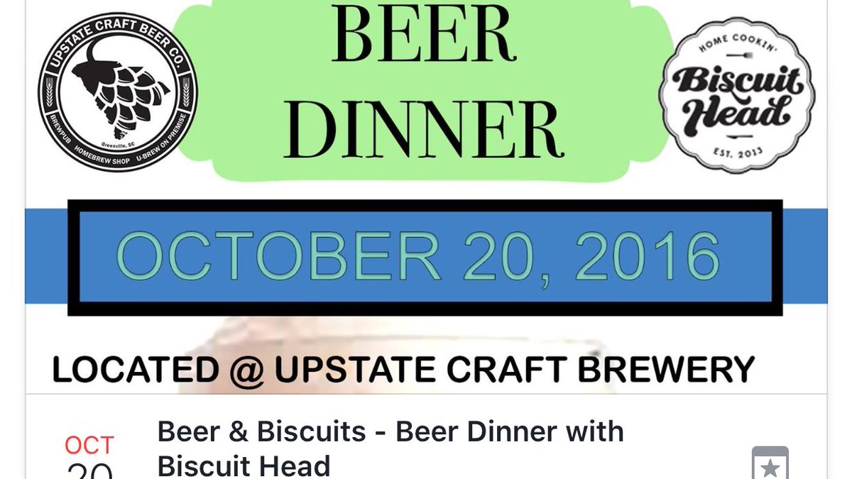 This looks great! #Beer &amp; Biscuits @UpstateBeerCo w/ <a href="/BiscuitHeadGVL/">Biscuit Head</a> : facebook.com/events/6712606…