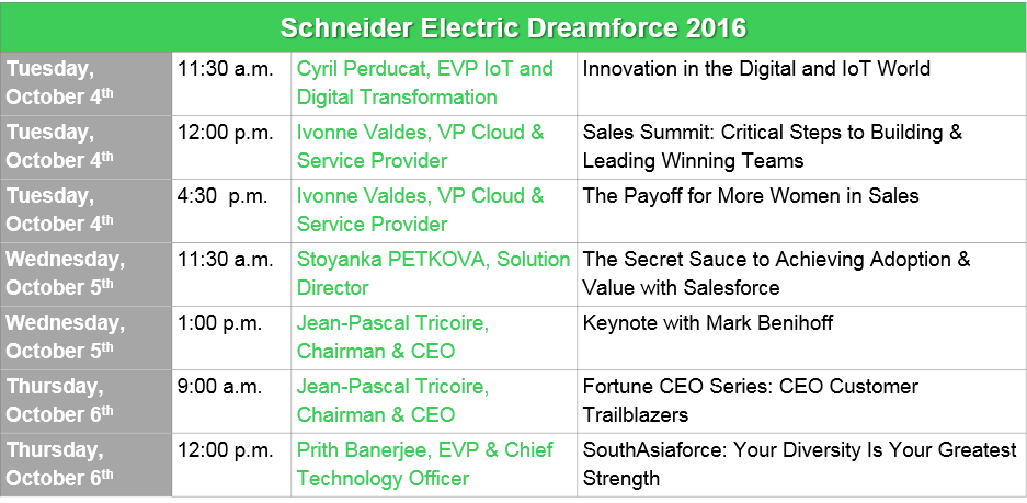 SchneiderElec's tweet photo. Attending #DF16? Join @Jptricoire @prithbanerjee &amp; @cperducat to learn how we are driving #InnovationAtEveryLevel as a #technology company https://t.co/d9O4APF5GL