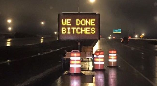 TheTorontoSun's tweet photo. Sign celebrating opening of northeast Anthony Henday causes a stir with salty language https://t.co/CRJXduXv6O https://t.co/qdzA6OrDCV