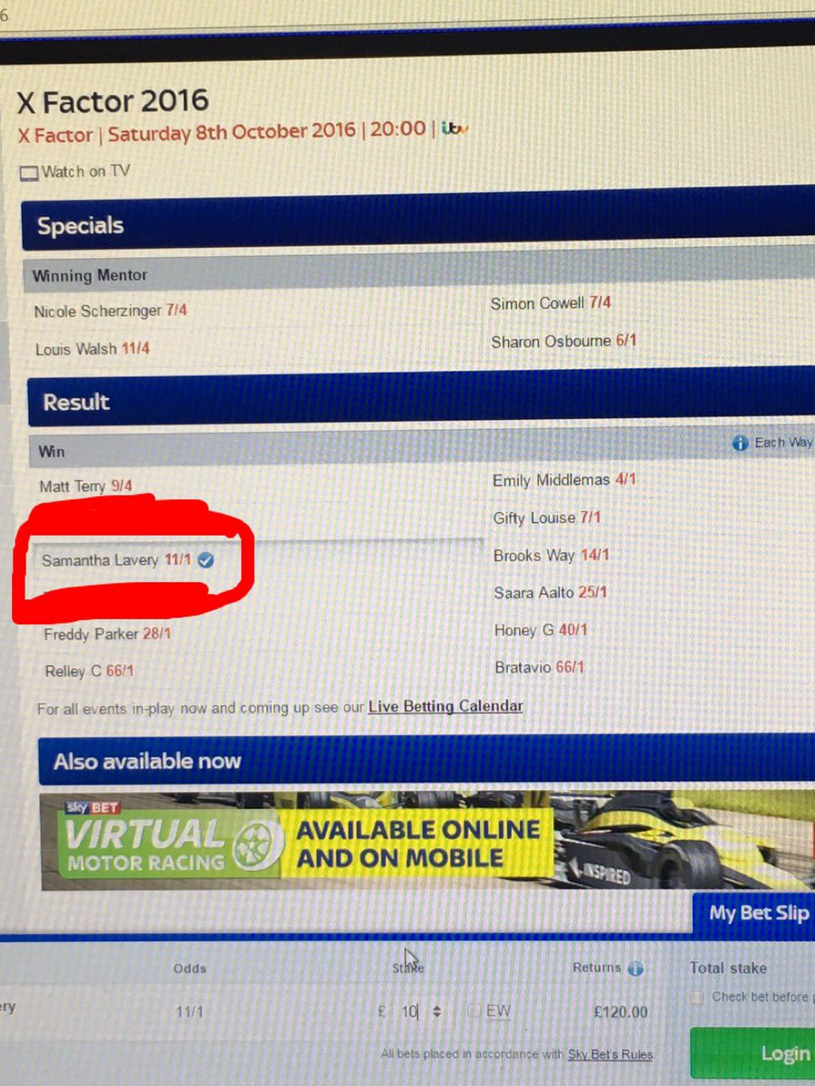 sophie8807's tweet image. If she's not been chosen why have @SkyBet got her on outright winner of the #XFactor has she been chosen as a wildcard?? #bringbacksam