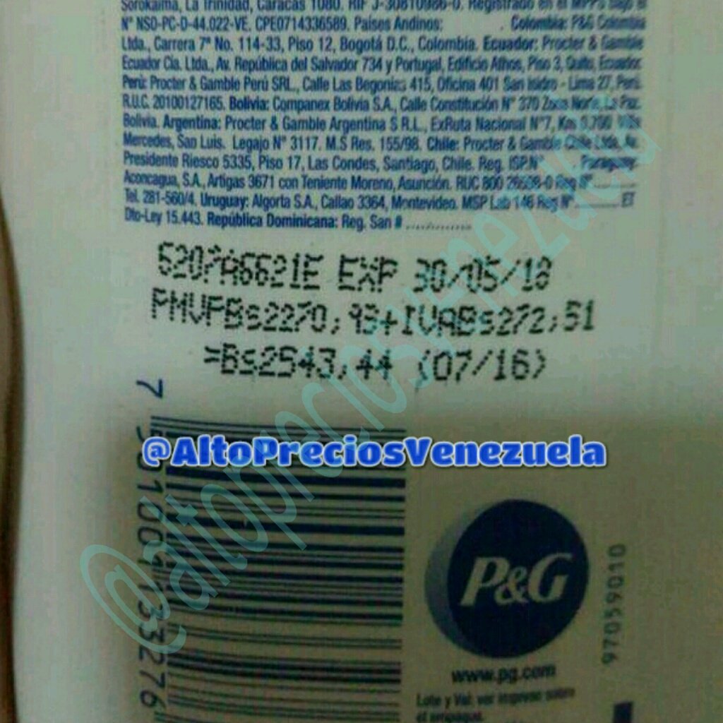 Shampoo H&S | Foto: @AltosPreciosVenezuela