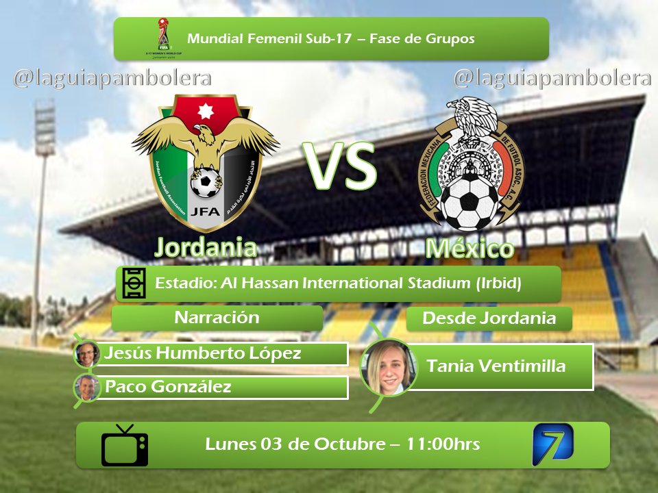 laguiapambolera's tweet image. HOY: #U17WWC @JordanFA @miseleccionmx por @AztecaSiete con @Yisus74 @pacogonzaleztv y @Ventimilla (10:45hrs)