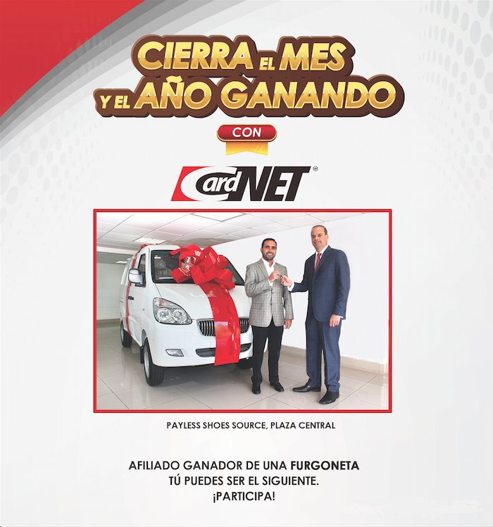 CardNETRD's tweet photo. Felicitamos a @Payless_DO afiliado ganador de 1 Furgoneta en nuestro 2do. sorteo "Cierra el Mes y el Año Ganando con CardNET"
#CardNETRD https://t.co/3iYSAC6cTW