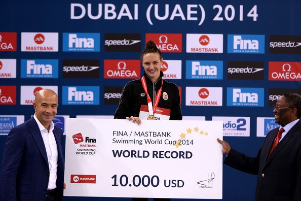Swim_Times's tweet photo. Katinka Hosszu &amp; Vladimir Morozov have combined winnings of $201,500 USD after just 4 events of the #SWC16 - So much dollar #FINA #Dubai https://t.co/zGCW5OxNSY