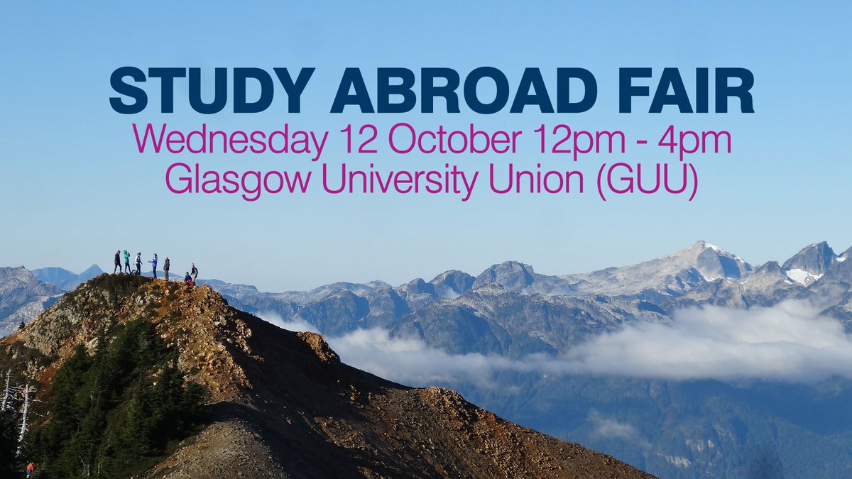 Come along to the UofG Study Abroad Fair on 12 Oct to find out how you can use your degree to see the world 🌍 ow.ly/2lCa304MU3F